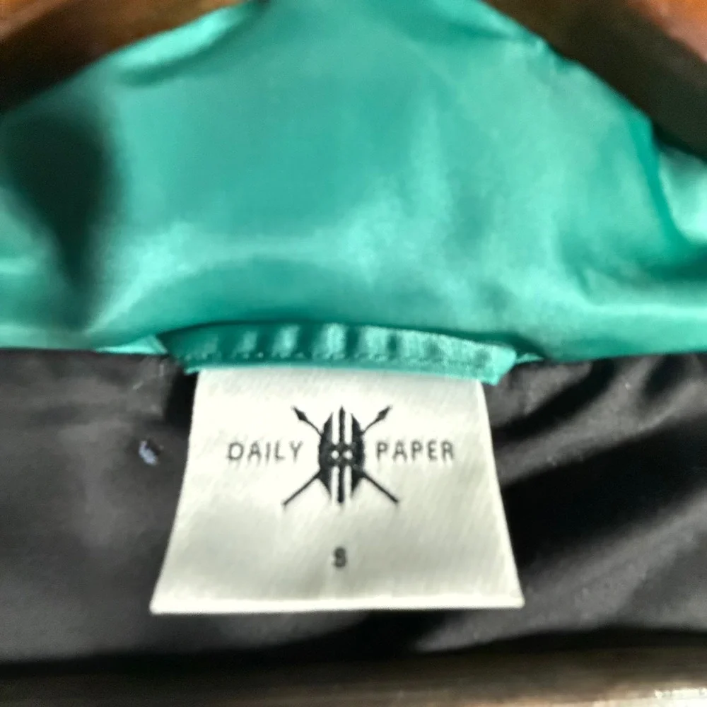 Daily Paper Mens Unisex Down Puffer Jacket Teal Green Size Small 18F1OU01